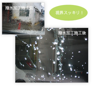フロントガラス撥水加工